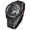 Ceas barbatesc sport, marca Winner, bratara negra din otel inoxidabil, rezistent la apa 3bar, mecanism automatic-mecanic, cu calendar + cutie cadou