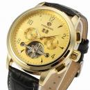 Ceas Forsining barbatesc automatic, curea din piele naturala neagra, ceas de top model 2018, stil fashion
