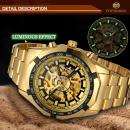Ceas Forsining schelet barbatesc automatic Gold, bratara din otel inoxidabil, rezistent la zgarieturi, stil fashion + cutie cadou