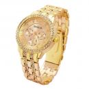 Ceas dama Geneva Gold, calendar complet, curea otel inoxidabila, mecanism Quartz