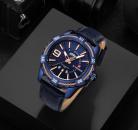 Ceas Naviforce barbatesc albastru, mecanism Quartz, curea din piele albastra, rezistent la apa 3Bar, rezsistent la zgarieturi, stil business + cutie cadou