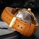 Ceas Naviforce barbatesc Gold, mecanism Quartz, curea din piele maro, rezistent la apa 3Bar si la zgarieturi, stil business + cutie cadou