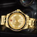 Ceas Naviforce Gold, stil Sport, mecanism Quartz, rezistent la apa 3Bar, curea din otel inoxidabil + cutie cadou