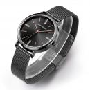 Ceas de dama Mini Focus negru, rezistent la apa 3Bar, mecanism Quartz, curea din otel inoxidabil, afisaj analogic, stil Fashion + cutie cadou