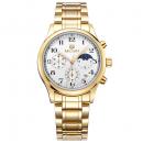 Ceas Megir barbatesc, Moon Phase, rezistent la apa 3Bar, mecanism Quartz, curea din otel inoxidabil, afisaj analogic, stil Fashion + cutie cadou