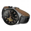 Ceas barbatesc Forsining, curea din piele neagra, mecanism automatic-mecanic, stil Business + cutie cadou