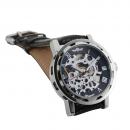 Ceas barbatesc Winner, schelet negru, curea din piele neagra, mecanism automatic-mecanic, stil Fashion + cutie cadou