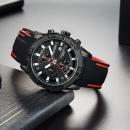 Ceas Megir, rezistent la apa 3Bar, mecanism Quartz, curea din silicon, afisaj analogic, calendar complet, stil Fashion + cutie cadou