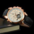 Ceas Forsining, curea din piele neagra, calendar complet, mecanism automatic cu Tourbillon, stil Fashion + cutie cadou