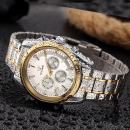 Ceas barbatesc OUYAWEI, bratara din otel inoxidabil, mecanism automatic, calendar complet, rezistent la apa 3ATM(30m), stil Fashion