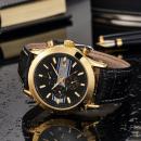 Ceas barbatesc OUYAWEI, mecanism automatic, calendar complet, bratara din piele neagra, rezistent la apa 3ATM(30m), stil Fashion