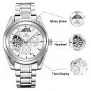 Ceas barbatesc OUYAWEI argintiu, mecanism automatic, cu Tourbillon, bratara din otel inoxidabil, rezistent la apa 3ATM(30m), stil Fashion