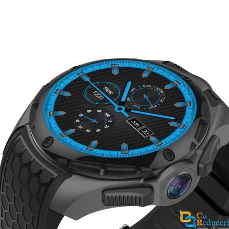 Ceas smartwatch Kingwear KW68, camera 2MP, display 1.39inch AMOLED cu touch screen, rezolutie 400 * 400 pixeli, GPS, procesor Quad Core 1.3GHz, 1G Ram + 16G ROM, 3G