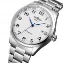 Ceas barbatesc clasic marca Forsining, mecanism automatic cu calendar, bratara din otel inoxidabil argintie, rezistent la zgarieturi, stil fashion + cutie cadou