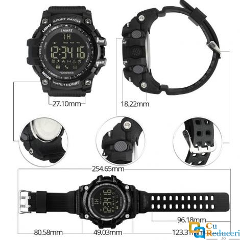 Ceas Smartwatch LOKMAT MK16, display 1.12 inch, rezistent la apa IP67(5 ATM), capacitate baterie 220mAh, pendometru, masoara pasii parcursi, distanta si arderea caloriilor