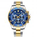 Ceas barbatesc Tevise, mecanism automatic, bratara din otel inoxidabil, rezistent la apa 3ATM, calendar complet + cutie cadou