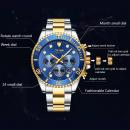 Ceas barbatesc Tevise, mecanism automatic, bratara din otel inoxidabil, rezistent la apa 3ATM, calendar complet + cutie cadou