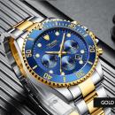 Ceas barbatesc Tevise, mecanism automatic, bratara din otel inoxidabil, rezistent la apa 3ATM, calendar complet + cutie cadou