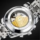 Ceas barbatesc Tevise, mecanism automatic, calendar complet, bratara din otel inoxidabil, rezistent la apa 3ATM + cutie cadou