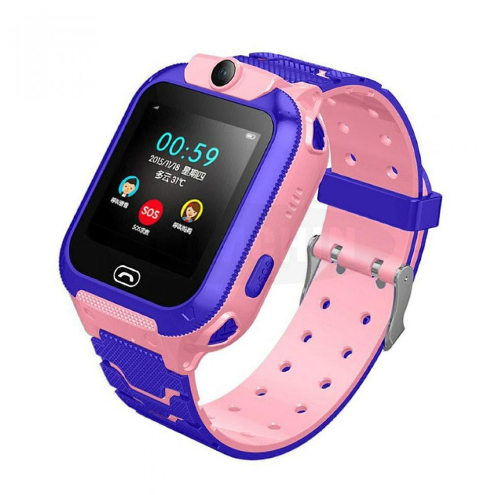 Ceas smartwatch Kingwear Q12 roz, display 1.44inch TFT cu touch screen, rezolutie 128 x 128 pixeli, baterie 400mAh, memorie 32 M RAM + 32 M ROM, lanterna