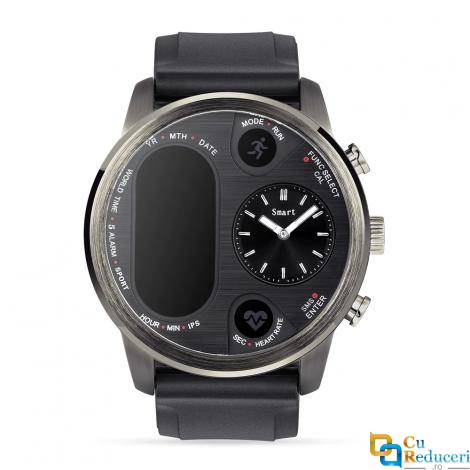 Ceas smartwatch LEMFO T3 Pro, display 0.96 inch IPS, fus orar dublu, Bluetooth 4.0, pedometru, monitarizare ritm cardica, monitorizare calitatea somnului