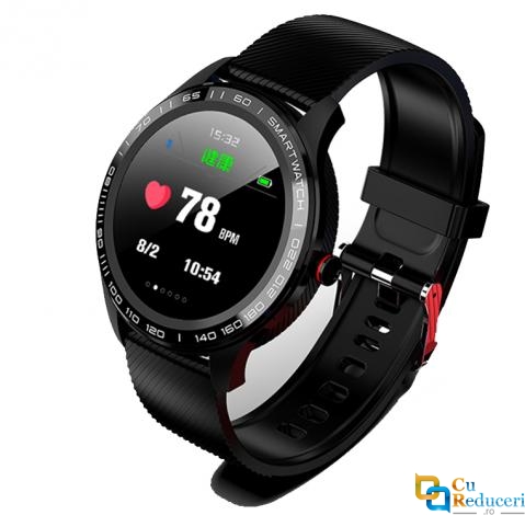 Ceas smartwatch Kingwear L9, display 1.3 inch IPS cu touch screen, rezolutie 240 x 240 pixeli, capacitate baterie 300 mAh 