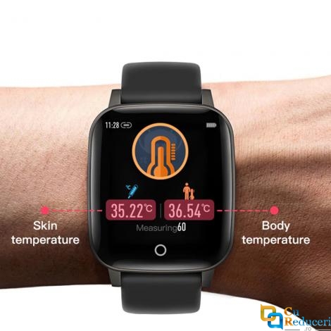 Ceas smartwatch Kingwear T1, display 1.3 inch IPS cu touch screen, rezolutie 240 x 240 pixeli, functii de monitorizare a sanatatii + temperatura corpului