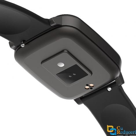 Ceas smartwatch Kingwear T1, display 1.3 inch IPS cu touch screen, rezolutie 240 x 240 pixeli, functii de monitorizare a sanatatii + temperatura corpului