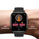 Ceas smartwatch Kingwear T1, display 1.3 inch IPS cu touch screen, rezolutie 240 x 240 pixeli, functii de monitorizare a sanatatii + temperatura corpului