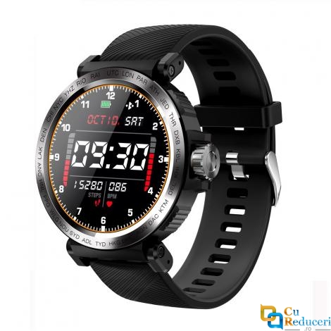 Ceas smartwatch Kingwear S18, display 1.28 inch cu touch screen, rezolutie 240 x 240 pixeli, baterie 280mAh, rezistent la apa IP68, functii de monitorizare a sanatatii