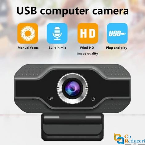 Camera Web USB 2.0 B2, neagra, FullHD 2MP, microfon, conectare PC/Laptop, rezolutie 1920 x 1080 @30fps, corectie automata de culoare
