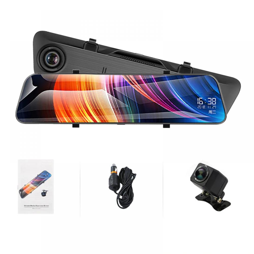 Camera auto oglinda retrovizoare, neagra, 12 inch IPS HD, inregistrare dubla spate/fata unghi 170 grade, 30fps, full HD 1080P