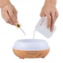 Umidificator de aer/Difuzor aromaterapie cu ultrasunete, 300ml, 7 efecte de lumina, cu telecomanda, lemn natur