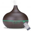 Umidificator de aer/Difuzor aromaterapie cu ultrasunete, 300ml, 7 efecte de lumina, cu telecomanda, lemn wenge