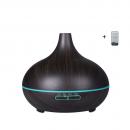 Umidificator de aer/Difuzor aromaterapie cu ultrasunete, 300ml, 7 efecte de lumina, cu telecomanda, lemn wenge