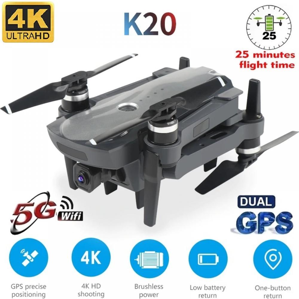 Drona SLX K20 4K 5G GPS, brate pliabile, wifi, buton de Return To Home, camera 4K HD ESC cu transmisie live pe telefon, capacitate baterie: 11.1V 1800 mAh, autonomie zbor ~ 25 de minute