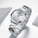 Ceas de dama Mini Focus argintiu, rezistent la apa 3Bar, mecanism Quartz, curea din otel inoxidabil, afisaj analogic, stil Fashion + cutie cadou