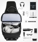 Rucsac/Ghiozdan Mark Ryden casual, cu o singura curea, port USB, full impermeabil, sistem antifurt, unisex, spatios, compatibil tableta 9.7, negru, potrivit pentru calatorie, scoala sau servici