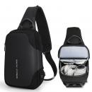 Rucsac/Ghiozdan Mark Ryden casual, cu o singura curea, port USB, full impermeabil, sistem antifurt, unisex, spatios, compatibil tableta 9.7, negru, potrivit pentru calatorie, scoala sau servici