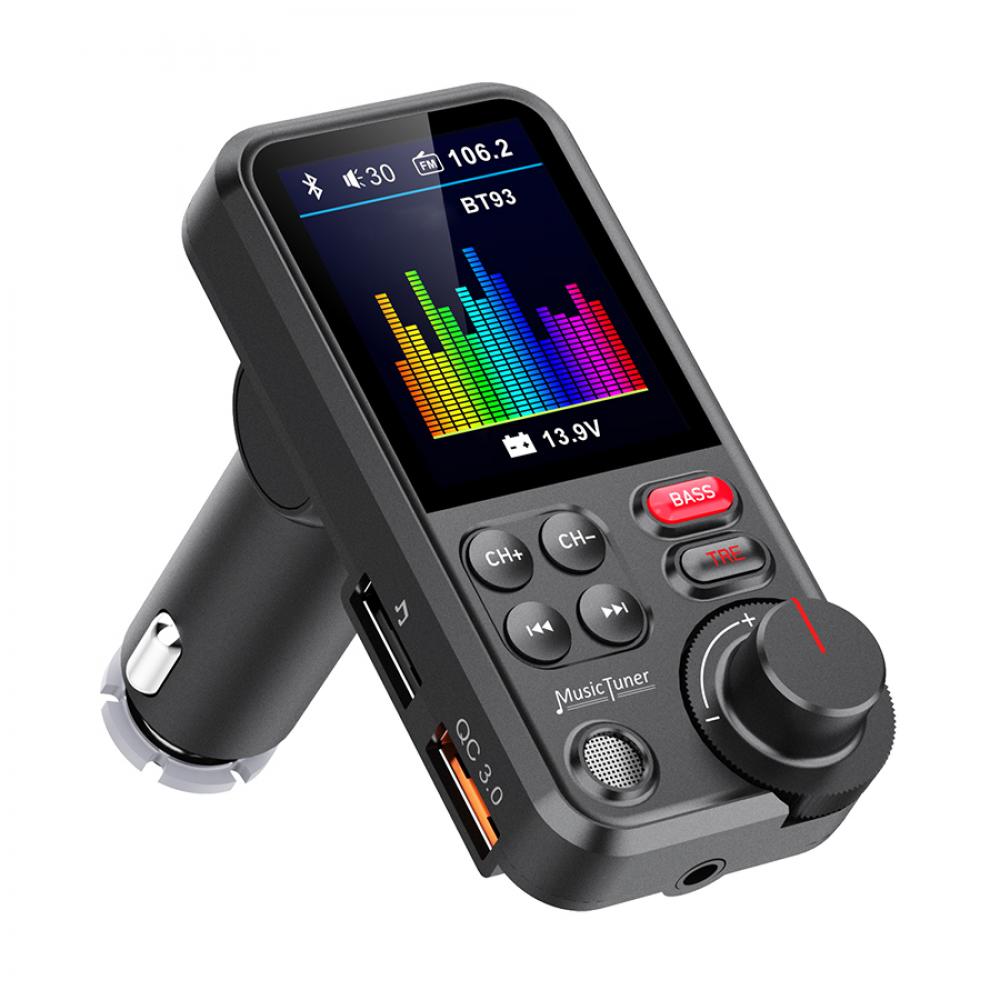 Modulator Fm, ecran mare color LCD 1.8 inch, Bass/Treble, handsfree, Bluetooth 5.0, incarcare rapida QC 3.0 18W, suporta U flash disc FAT32 max 64G si TF max 32G, USB Mp3 Player, Aux, microfon incorporat