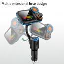 Modulator Fm, ecran mare color LCD 1.77, Bluetooth 5.0, suporta disc U si TF card, USB Mp3 Player, Aux, afiseaza tensiunea bateriei, Hands-free, incarcatare rapid QC 3.0