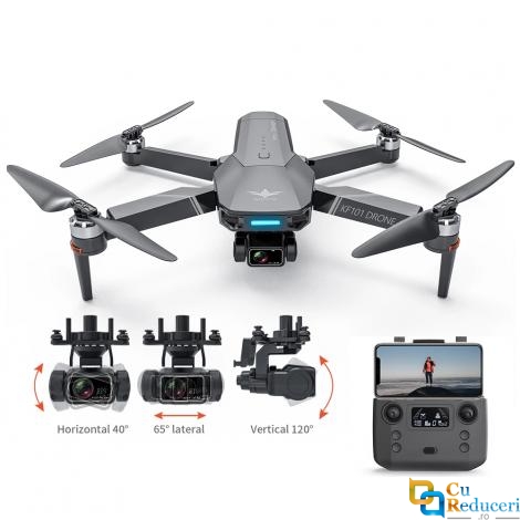 Drona CSJ KF101, WIFI 5G, camera foto 4K/8M ESC/EIS HD, stabilizator pe 3 axe, distanta de control: ~1200 m, autonomie zbor ~ 30 de minute, suport card SD, buton de Return To Home, baterie 11.1V 2500 mAh
