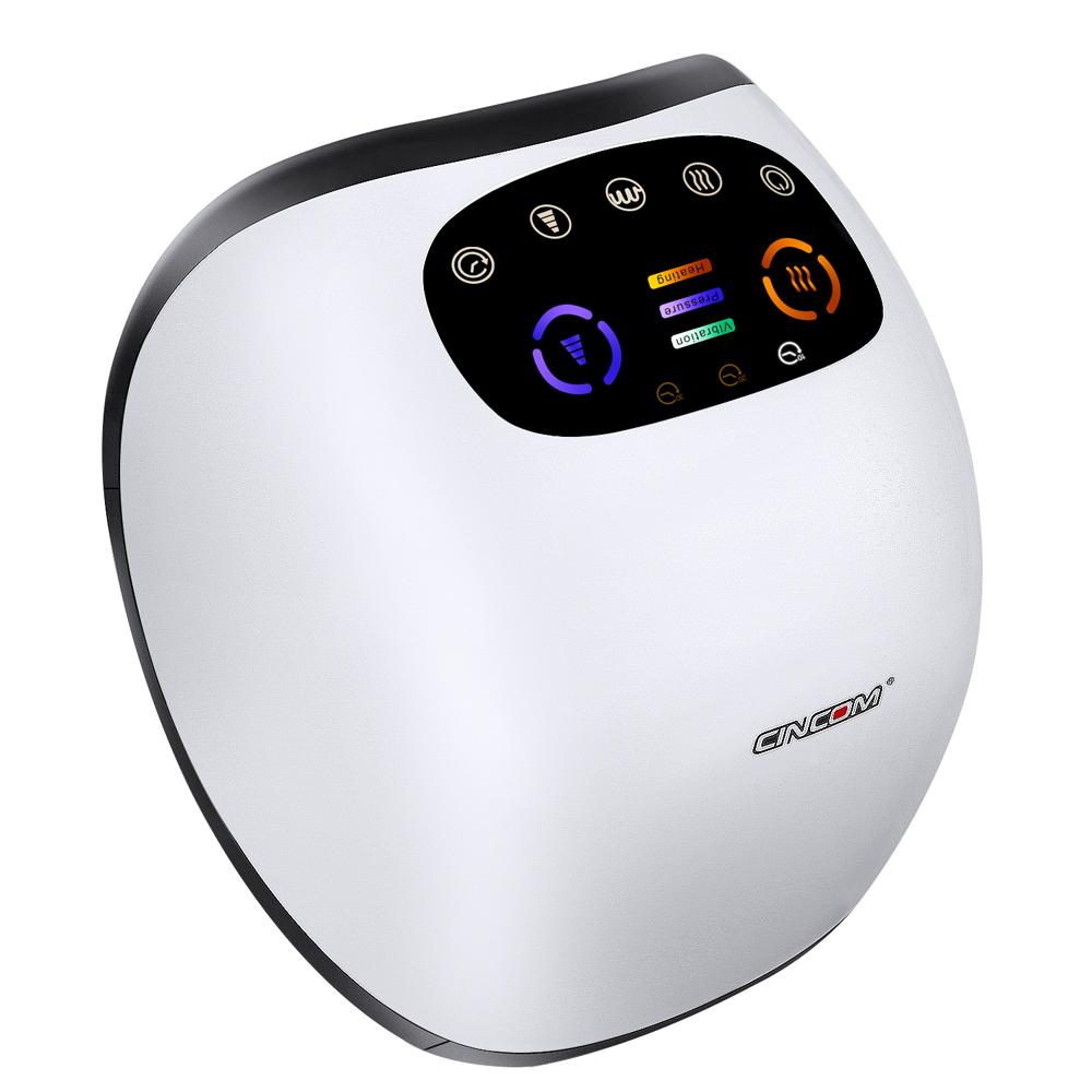 Aparat de masaj CINCOM, pentru genunchi, 3 trepte de compresie a aerului, 3 moduri diferite de vibratii, 3 trepte diferite de caldura (45 grade, 50 grade si 55 grade), 3 optiuni de temporizare (10 min, 20 min, 30 min), alb 