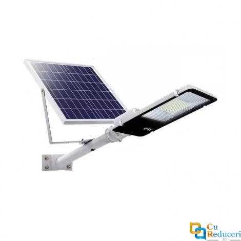 Set Proiector puternic cu 190 LED SMD putere de 150W + panou solar 20W 45x35cm + telecomanda cu functii multiple + baterii incluse, rezistent la apa IP65
