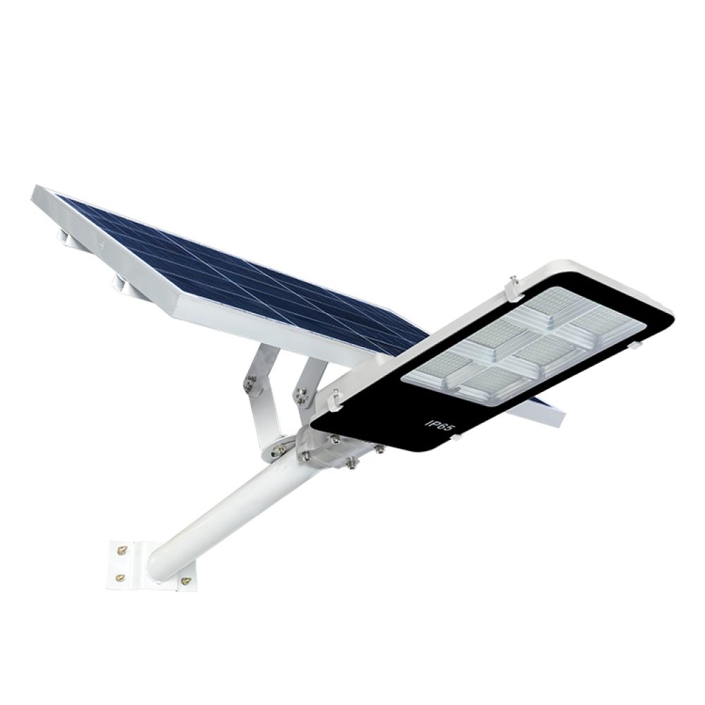 Set Proiector puternic cu 414 LED SMD putere de 300W + panou solar 30W 60x35cm + telecomanda cu functii multiple + baterii incluse, rezistent la apa IP65