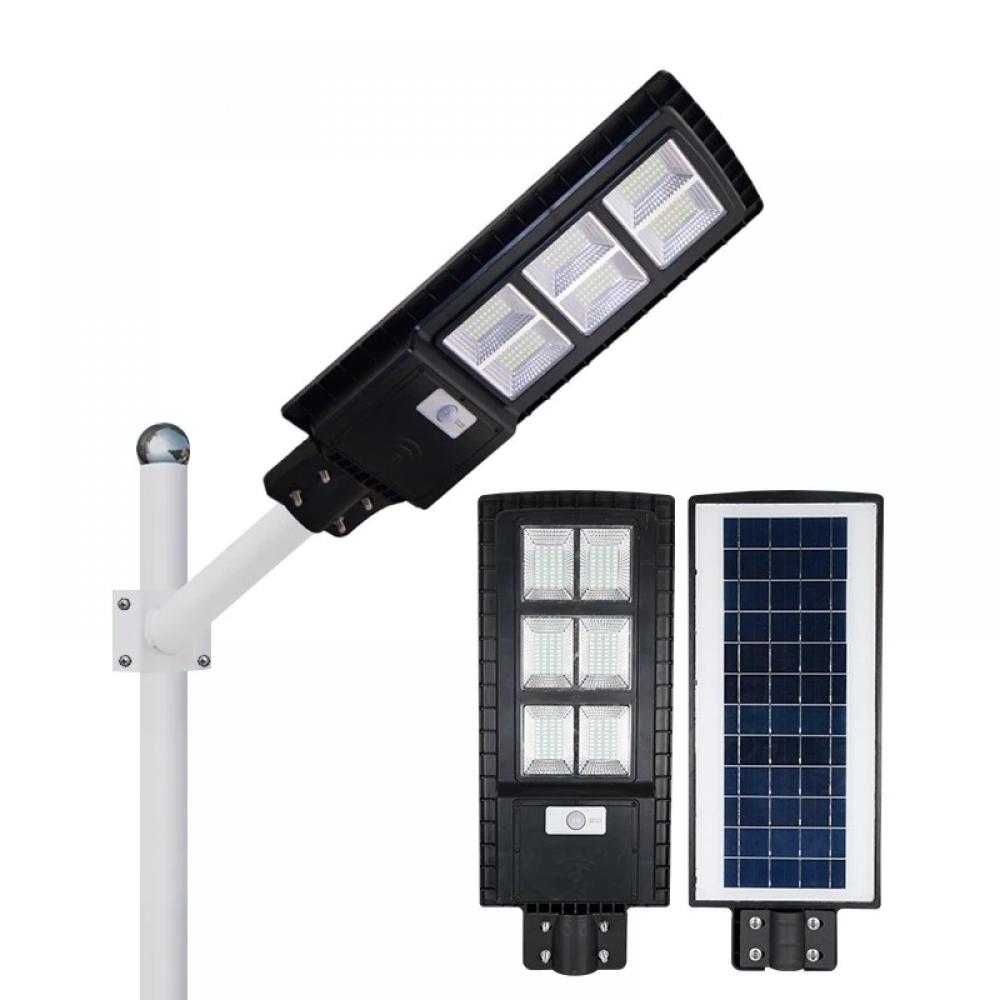 Lampa solara stradala 90W, 324 Led-uri SMD, panou solar, acumulator, senzor de miscare si lumina, telecomanda, brat montare, baterii toate incluse