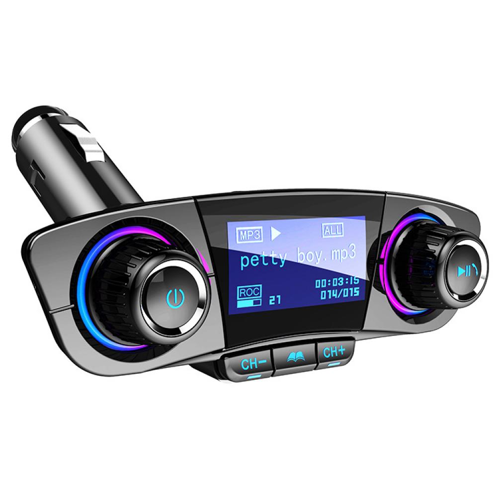 Transmitator multifunctional auto CarFM-BT06, Bluetooth 5.0+EDR, MP3 Player cu dublu USB, MicroSD, microfon incorporat, Suport disc TF/64GB- USB/128GB, ecran 1.3 inch