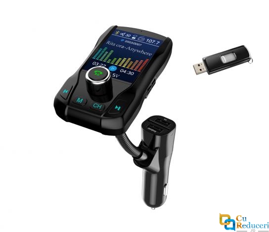 Transmitator auto FM39, Bluetooth, MP3 Player, 3xUSB, MicroSD, microfon incorporat, ecran 1.8,  HandsFree, Quickcharge, 4 metode de a asculta muzica