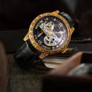 Ceas Forsining schelet barbatesc automatic auriu/negru, cu tourbillon, bratara din piele, rezistent la zgarieturi, stil fashion