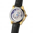 Ceas Forsining schelet barbatesc automatic auriu/negru, cu tourbillon, bratara din piele, rezistent la zgarieturi, stil fashion